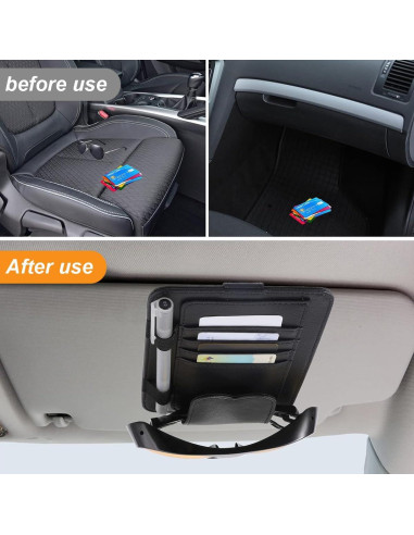 Organizador de Visera de Coche GLSOWEE en Cuero PU Negro