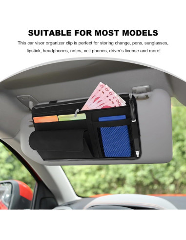 Organizador de Visera de Coche NYTKL Negro con Múltiples Bolsillos