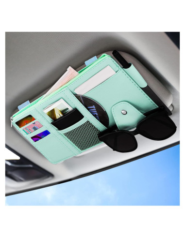 Organizador de Visera de Coche ZXFYE de Cuero Sintético Azul