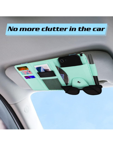 Organizador de Visera de Coche ZXFYE de Cuero Sintético Azul