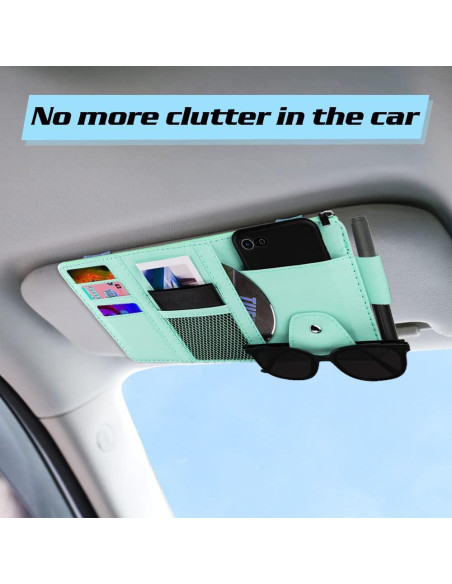 Organizador de Visera de Coche ZXFYE de Cuero Sintético Azul