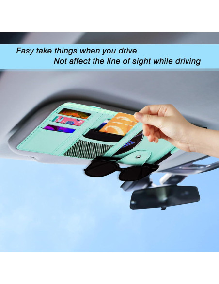 Organizador de Visera de Coche ZXFYE de Cuero Sintético Azul