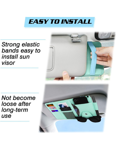 Organizador de Visera de Coche ZXFYE de Cuero Sintético Azul