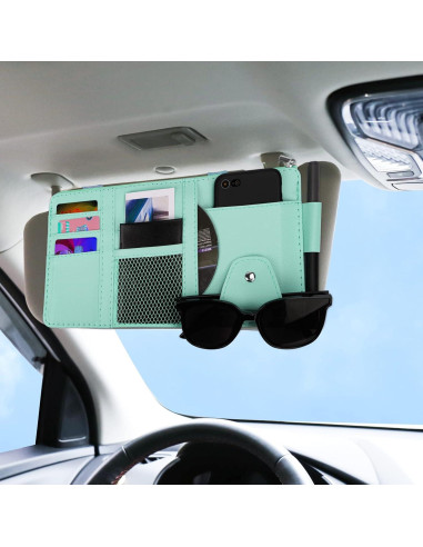 Organizador de Visera de Coche ZXFYE de Cuero Sintético Azul