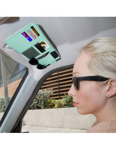 Organizador de Visera de Coche ZXFYE de Cuero Sintético Azul