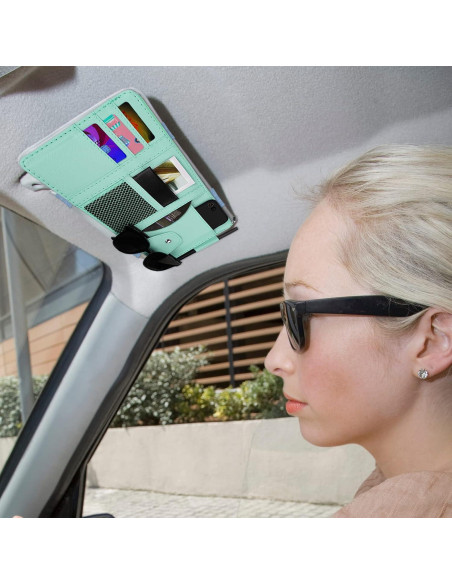 Organizador de Visera de Coche ZXFYE de Cuero Sintético Azul