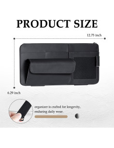 Organizador de Visera de Coche Figpade de Cuero Negro 2