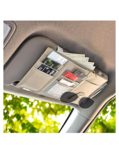 Organizador de Visera para Auto EcoNour Beige con Bolsillos