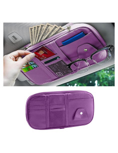 Organizador de Visera de Coche Honibaoto - Cuero PU Púrpura