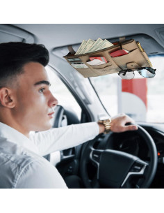 Organizador de Visera para Auto EcoNour Beige con Bolsillos 2