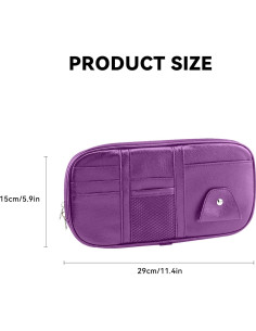 Organizador de Visera de Coche Honibaoto - Cuero PU Púrpura 2