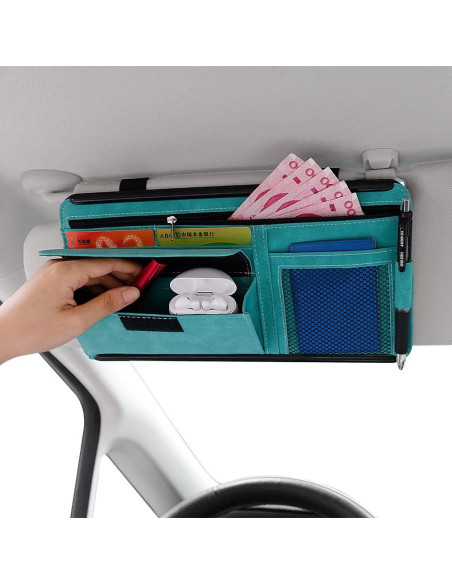 Organizador de Visera de Coche JEYODA Cuero Suede Azul