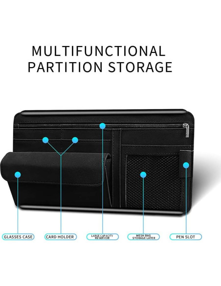 Organizador de Visera de Coche JEYODA Cuero Suede Azul