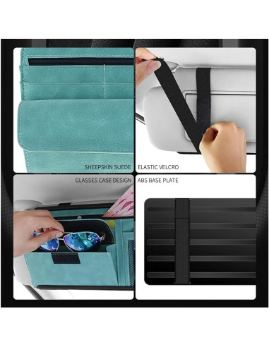 Organizador de Visera de Coche JEYODA Cuero Suede Azul
