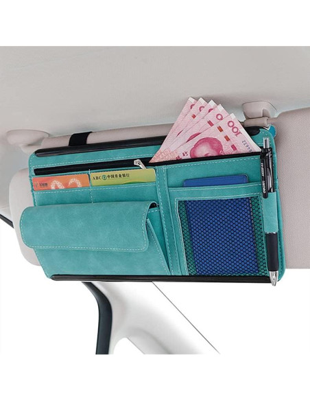 Organizador de Visera de Coche JEYODA Cuero Suede Azul
