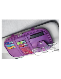 Organizador de Visera de Coche MUQIDA PU Púrpura 19x16 cm