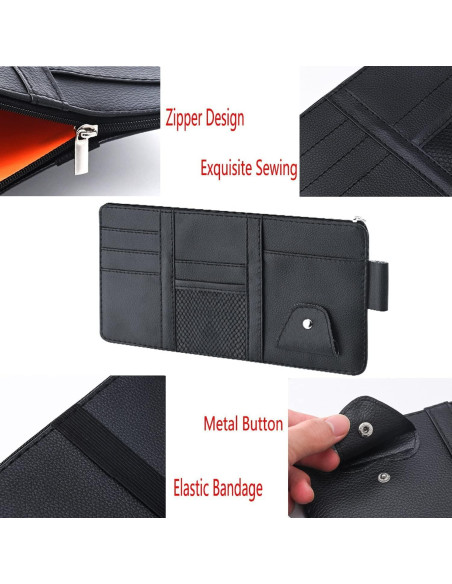 Organizador de Visera de Coche DMB Trends - Cuero Negro