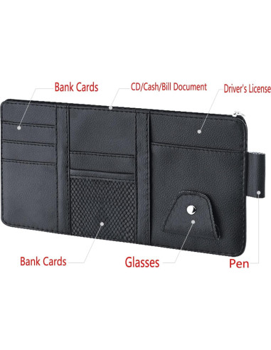 Organizador de Visera de Coche DMB Trends - Cuero Negro