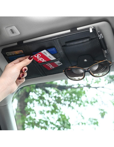 Organizador de Visera de Coche DMB Trends - Cuero Negro