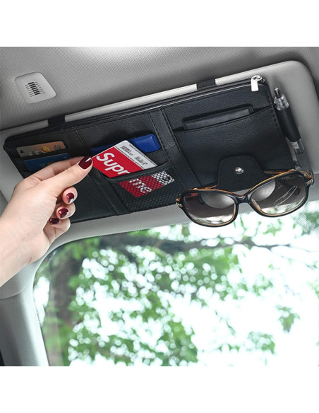 Organizador de Visera de Coche DMB Trends - Cuero Negro