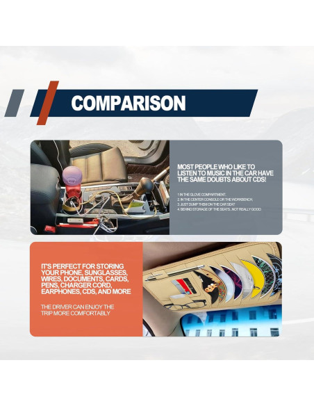 Organizador de Visera de Coche RBOKO con Soporte para Gafas