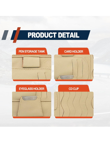 Organizador de Visera de Coche RBOKO con Soporte para Gafas