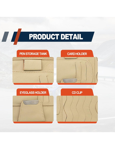 Organizador de Visera de Coche RBOKO con Soporte para Gafas