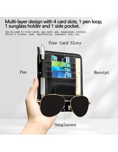 Organizador de Visera de Coche Sekonow 2 Pcs Cuero Sintético Negro