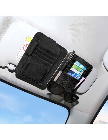 Organizador de Visera de Coche Sekonow 2 Pcs Cuero Sintético Negro