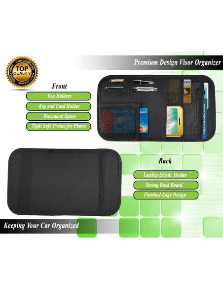 Organizador de Visera de Coche Lukling con 4 Bolsillos