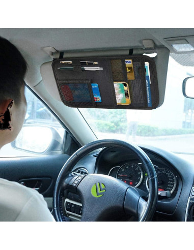 Organizador de Visera de Coche Lukling con 4 Bolsillos