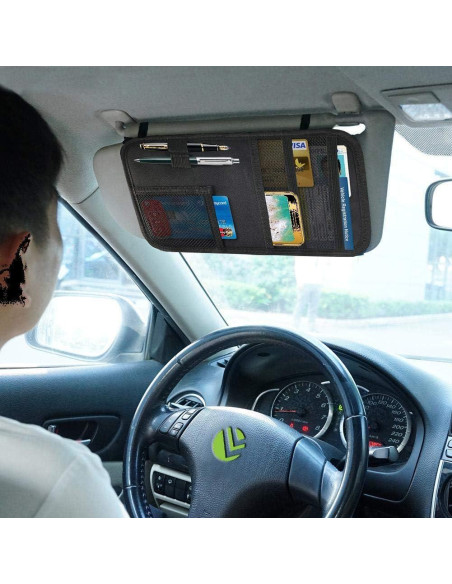 Organizador de Visera de Coche Lukling con 4 Bolsillos