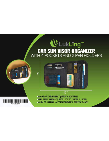 Organizador de Visera de Coche Lukling con 4 Bolsillos
