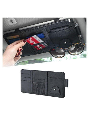 Organizador de Visera Solar UGSHY de Cuero Sintético Negro 29x15cm