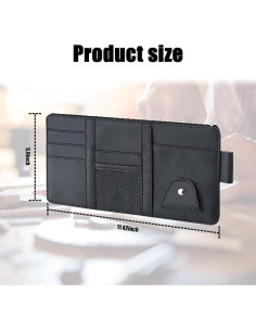 Organizador de Visera Solar UGSHY de Cuero Sintético Negro 29x15cm 2