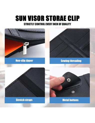 Organizador de Visera Solar UGSHY de Cuero Sintético Negro 29x15cm