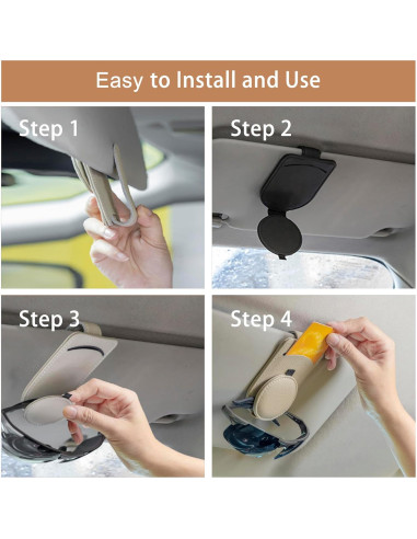 Soporte de Gafas de Sol CozyInno para Coche, Cuero Magnético