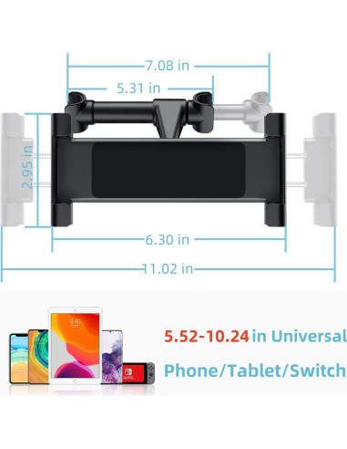 Soporte de Tablet para Coche AIOYE Ajustable 360 Negro