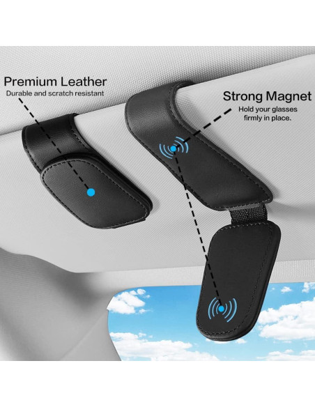 Soporte de Gafas de Sol para Visera de Coche SAMGCHI Negro 2Pcs