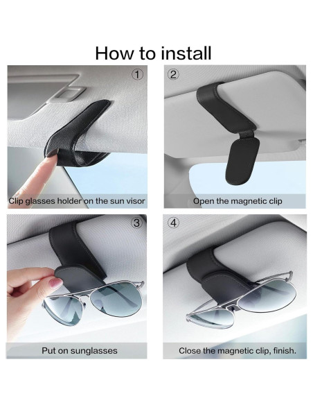 Soporte de Gafas de Sol para Visera de Coche SAMGCHI Negro 2Pcs