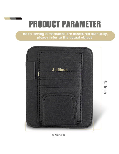 Organizador de Visera Solar Getfay de Cuero PU Negro 12.4x15.5cm