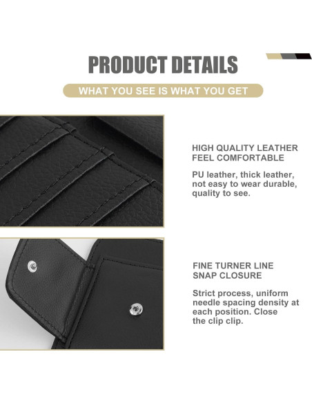 Organizador de Visera Solar Getfay de Cuero PU Negro 12.4x15.5cm