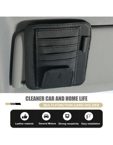 Organizador de Visera Solar Getfay de Cuero PU Negro 12.4x15.5cm
