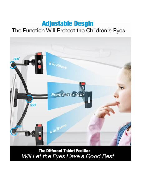 Soporte de Tablet Ajustable INNOMAX para Asiento Trasero 5-13"