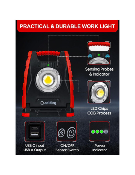Luz de Trabajo LED Adiding 4400mAh Magnética 360