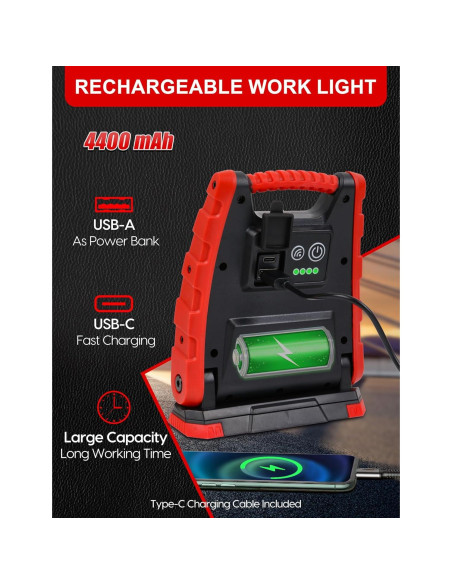 Luz de Trabajo LED Adiding 4400mAh Magnética 360