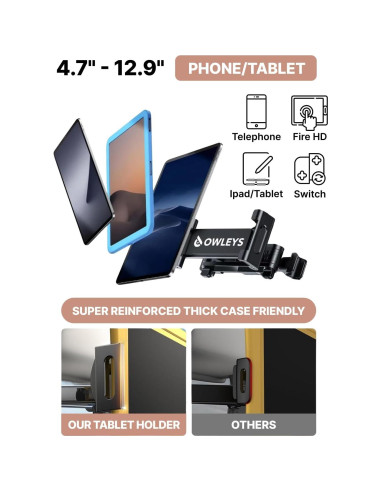 Soporte de Tablet para Reposacabezas de Coche Owleys - Ajustable y Universal