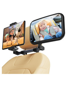 Espejo de Coche para Bebé TAZENI 2 en 1 con Soporte para Tableta