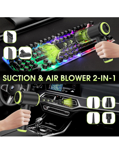 Aspiradora de Mano Inalámbrica WADCIMC 20000Pa 2 en 1 Verde