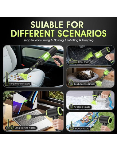 Aspiradora de Mano Inalámbrica WADCIMC 20000Pa 2 en 1 Verde